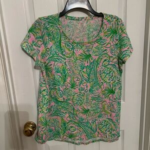 Lilly Pulitzer Pink and Green Patterned Women's Top